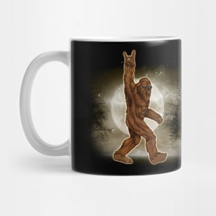 Bigfoot Sasquatch Loves Rock And Roll Sunglasses Mug